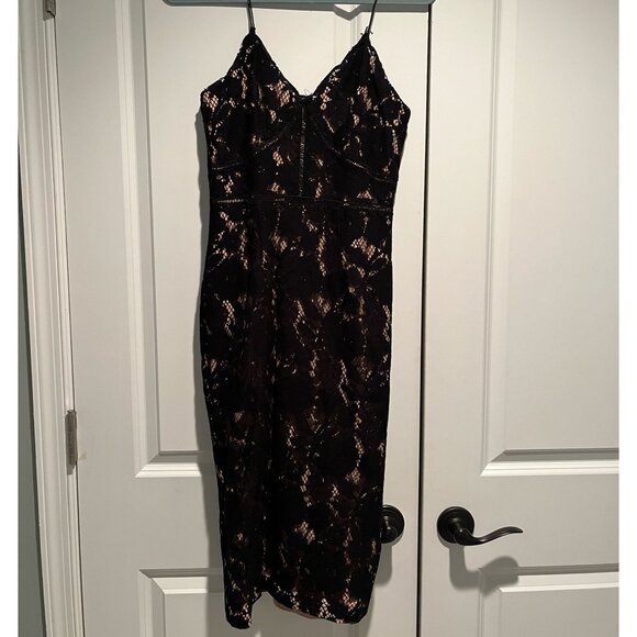 Black Jarlo Cami Strap Allover Floral Lace Midi Dress, size 4 - Picture 1 of 6
